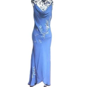 Designer Blue Floral Dress